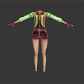 3D Character Back View Costume With Red White Black Stripes And RH Logo