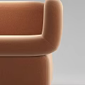 Modern Brown Fabric Single Sofa With Round Arms And Square Base Design 3d model