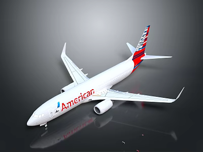 American Airlines Aerospace Model With White Body And Red Blue Tail Design 3d model