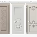 Elegant Swing Doors With Carved Patterns Circular Decoration And Different Colors 3d model