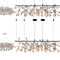 Modern Branch Inspired Chandeliers With Decorative Elements For Interior Design 3d model
