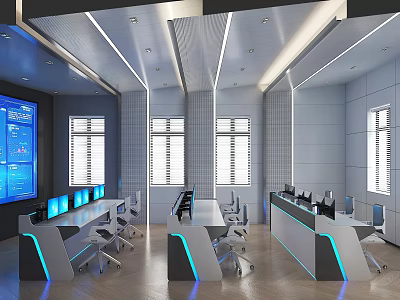 Modern Command Center Modern Control Center Dispatching Room Big Data Center Public Office Hall Control Center 3d model