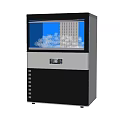 Ice Maker With Transparent Door Digital Display Visible Ice Cubes And Black White Design