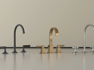 Modern Faucet Designs In Black Gold And Silver Finishes For Kitchen Use 3d model