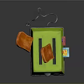 Green Toaster With Popping Orange Toast Slices And Colorful Stickers