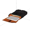 Black Backpack with Orange Interior Holding White Laptop and Books 3d model