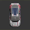White Blue Pink Racing Sports Car With Number 53 Rear Wing And Decals