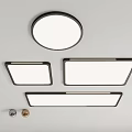 Modern Ceiling Lights with Round and Rectangular Shapes Black Frame and White Panel Design 3d model