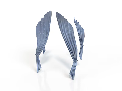 Sculptural Carvings Featuring Blue Folded Striped Texture And Leaf Like Shape Standing 3d model