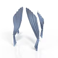 Sculptural Carvings Featuring Blue Folded Striped Texture And Leaf Like Shape Standing