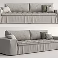 Light Gray Fabric Multi Seater Sofa With Throw Pillows And Modern Design 3d model