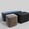 Modern Upholstered Fabric Ottomans with Blue Rectangular and Gray Black Square Shapes 3d model