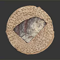 Fresh Sliced Bread With Flour Dusting On Woven Mat Background