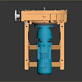 Industrial Blower Equipment With Orange Frame And Blue Motor On Metal Stand