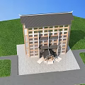 Ancient Architecture Building With Traditional Overhanging Eaves And Multi Story Design On Green Lawn