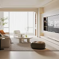 Modern Living Room Interior Design With Sofa Coffee Table TV Bookshelf Windows And Plant