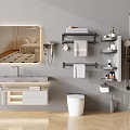 Modern Bathroom Set with Mirror Sink Vanity Toilet Shower Towel Rack and Shelves