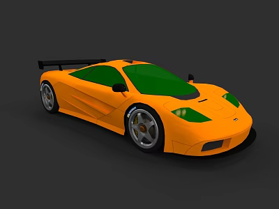 Yellow Sports Car With Green Windows And Black Rear Spoiler Design 3d model