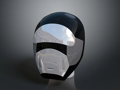 Military Weapon Tactical Helmet with Black Silver Reflective Surface and Modern Design 3d model
