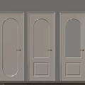 Stylish White Wooden Interior Hinged Doors With Arched Square Panels And Ribbed Glass