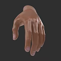 Realistic 3D Model of Human Hand with Brown Skin and Slender Fingers