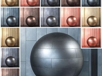 Spherical Components With Various Metallic Colors And Different Background Textures 3d model