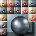 Spherical Components With Various Metallic Colors And Different Background Textures