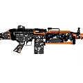 Stylish Custom Firearm With Orange Accents And Black White Geometric Pattern 3d model