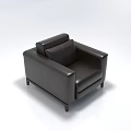 Black Leather Single Sofa With Modern Minimalist Design In White Background 3d model