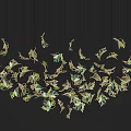 Artistic Green Leaf Chandelier With Intricate Metal Frame And Hanging Decorative Elements