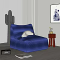Nordic Klein Blue Lazy Sofa 3d model