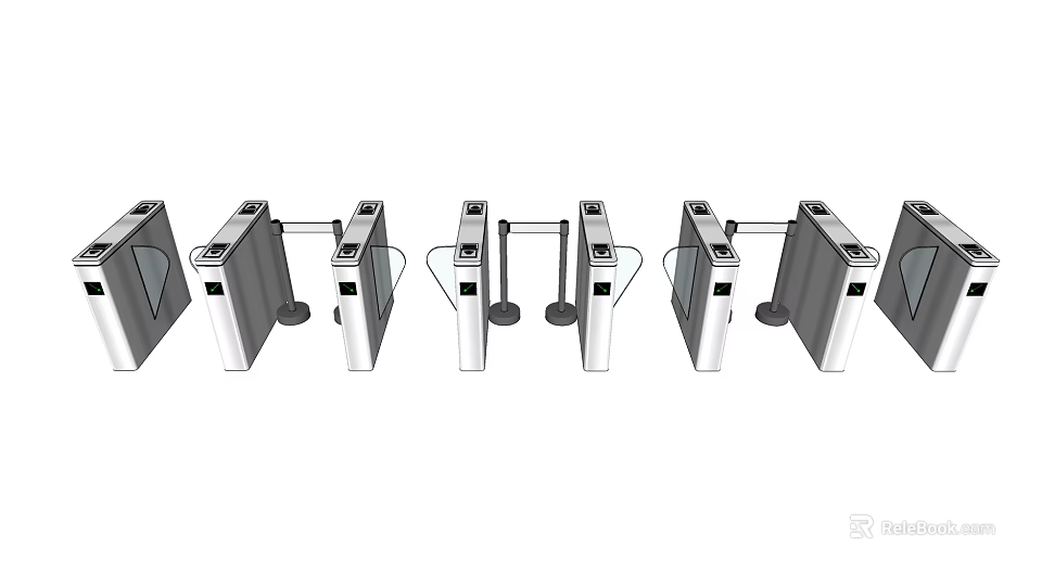 Public Facility Automatic Turnstile Gates With Modern Design For Access Control In Public Areas 3d model 