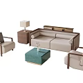 Modern Sofa and Coffee Table Set with Accent Chairs Side Table and Lamp 3d model