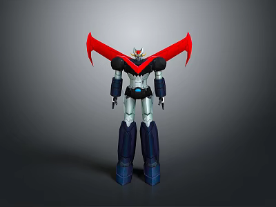 Robot Character With Red Wings Black And White Body And Blue Legs 3D Model Design 3d model