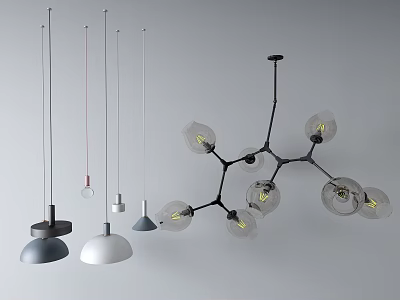 Modern Pendant Lights With Various Designs Glass Bulbs And Different Shapes 3d model