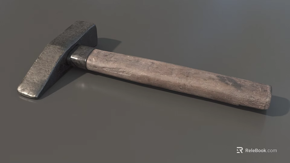 Durable Metal Head Hammer With Wooden Handle For Construction Use 3d model 