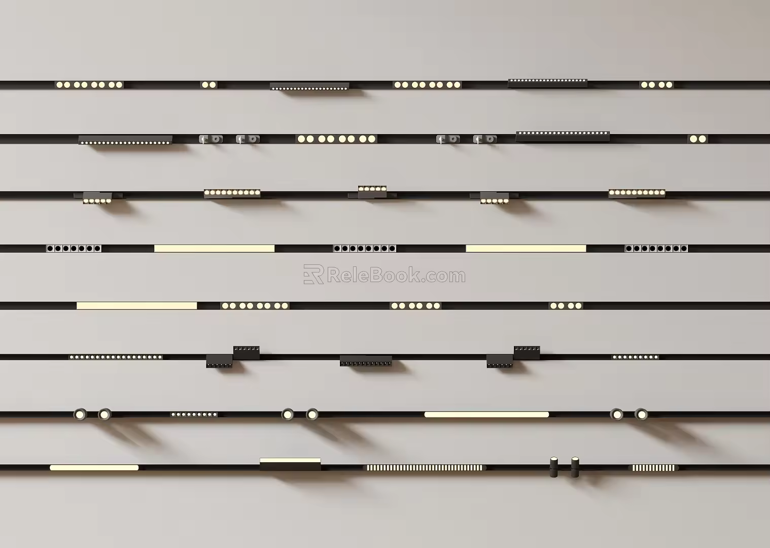 Modern downlight spotlight magnetic attraction track spotlight open-mounted steering spotlight linear lamp embedded spotlight grid lamp 3d model
