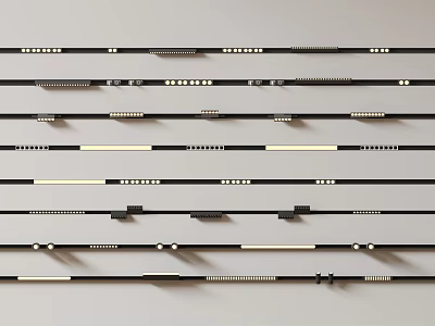 Black Downlights And Spotlights Arranged Neatly In Rows On Light Background 3d model