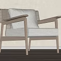 Modern Accent Chair With Wooden Frame Woven Backrest And Light Fabric Seat Cushion