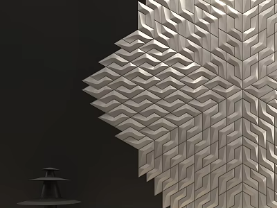 Large Silver Geometric Wall Decor With Black Multi Tiered Tower Shaped Decor Set 3d model