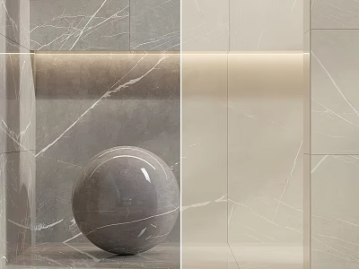 Modern Marble Spherical Component With Smooth Surface And Wall Integration Design 3d model