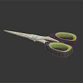 Ergonomic Hardware Scissors With Green Handles And Silver Blades For Home Use
