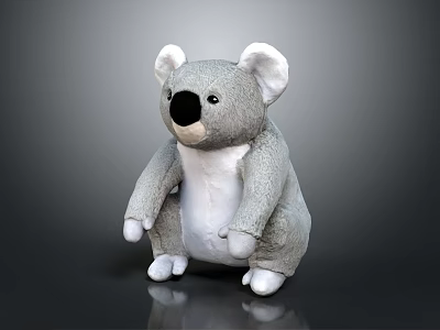 Koala Themed Plush Accent Chair With Soft Gray And White Fur Material 3d model