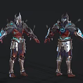 Armored Fantasy Warrior Characters With Intricate Armor Arrow Quivers Two Views Front Back