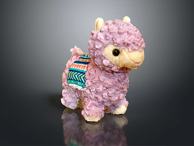 Cute Pink Alpaca Shaped Decorative Furniture With Colorful Blanket Design 3d model