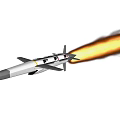 High Speed Flying Rocket Weapon With Visible Black Smoke Trail 3d model
