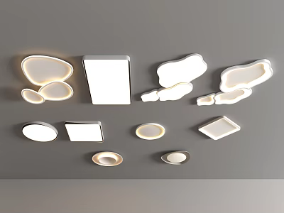 Ceiling Lamp Living Room Main Lamp Cream Fengyun Duo Lamp Dining Room Bedroom Nordic Rotomolding Ceiling Lamp Balcony Lamp 3d model