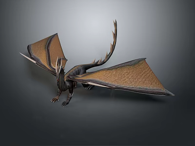 Detailed Dragon Model With Brown Wings And Extended Pose For Collection 3d model