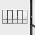 Modern Interior Casement Windows With Black Frame And Clear Glass Panels 3d model