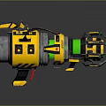 Futuristic Sci Fi Weapon With Yellow Mechanical Body And Green Glowing Cannon